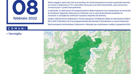 Nuova TV digitale, domani cambiano le frequenze a Vermiglio Nuova TV digitale, domani cambiano le frequenze a Vermiglio